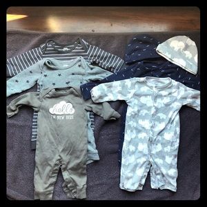 7 piece 0-3 month coverall lot